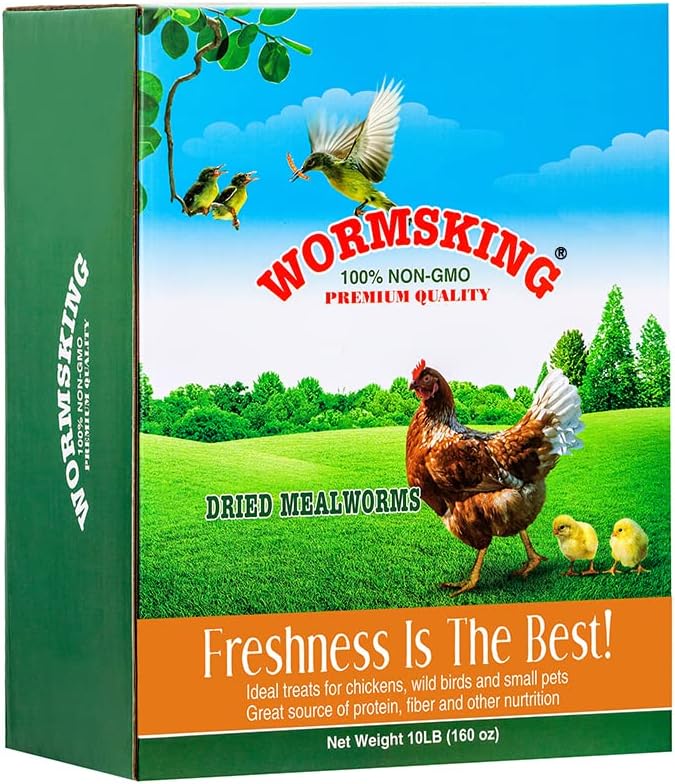 10LB Dried Mealworms, High Protein Meal Worms for Poultry, Wild Birds, Hedgehogs, Hamsters, Reptiles, Great Chicken Food, Bird Food