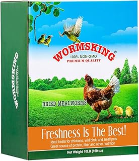 10LB Dried Mealworms, High Protein Meal Worms for Poultry, Wild Birds, Hedgehogs, Hamsters, Reptiles, Great Chicken Food, Bird Food