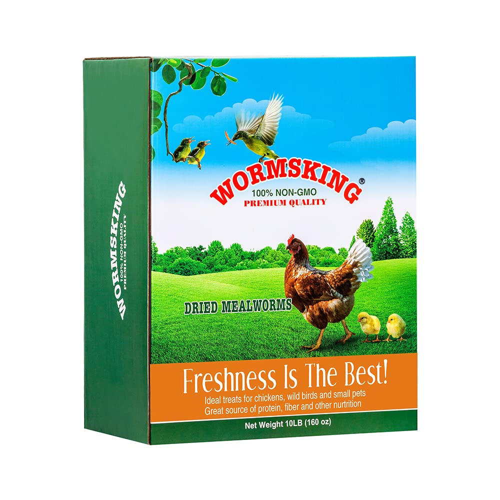 10LB Dried Mealworms, High Protein Meal Worms for Poultry, Wild Birds, Hedgehogs, Hamsters, Reptiles, Great Chicken Food, Bird Food