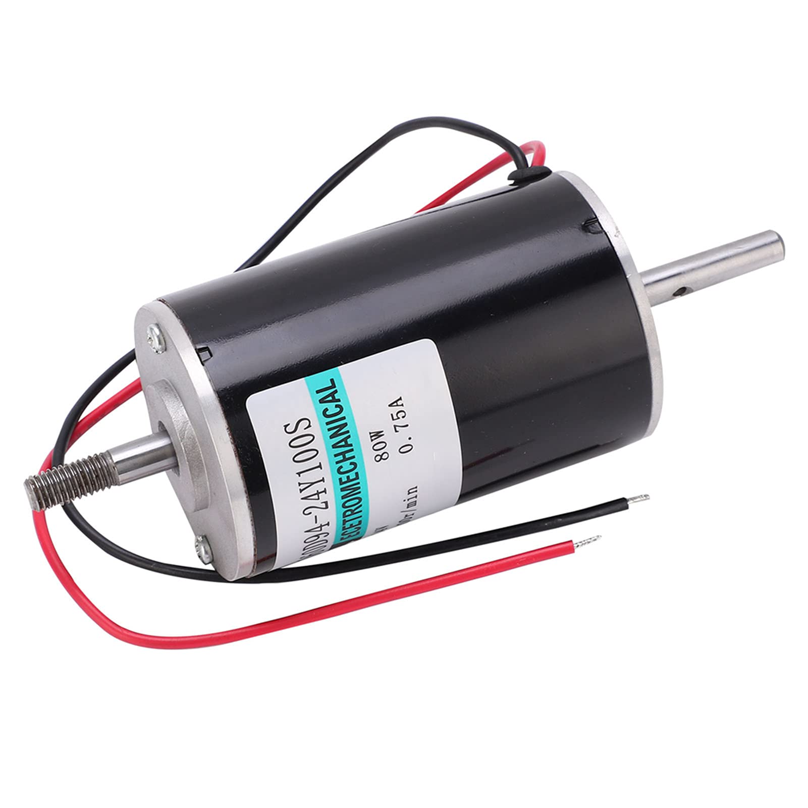 High Speed DC Motor, 80W 24VDC CW CCW Motor Permanent Magnet DC Motor Double Output Shaft Speed Regulation Motor(with Bracket)