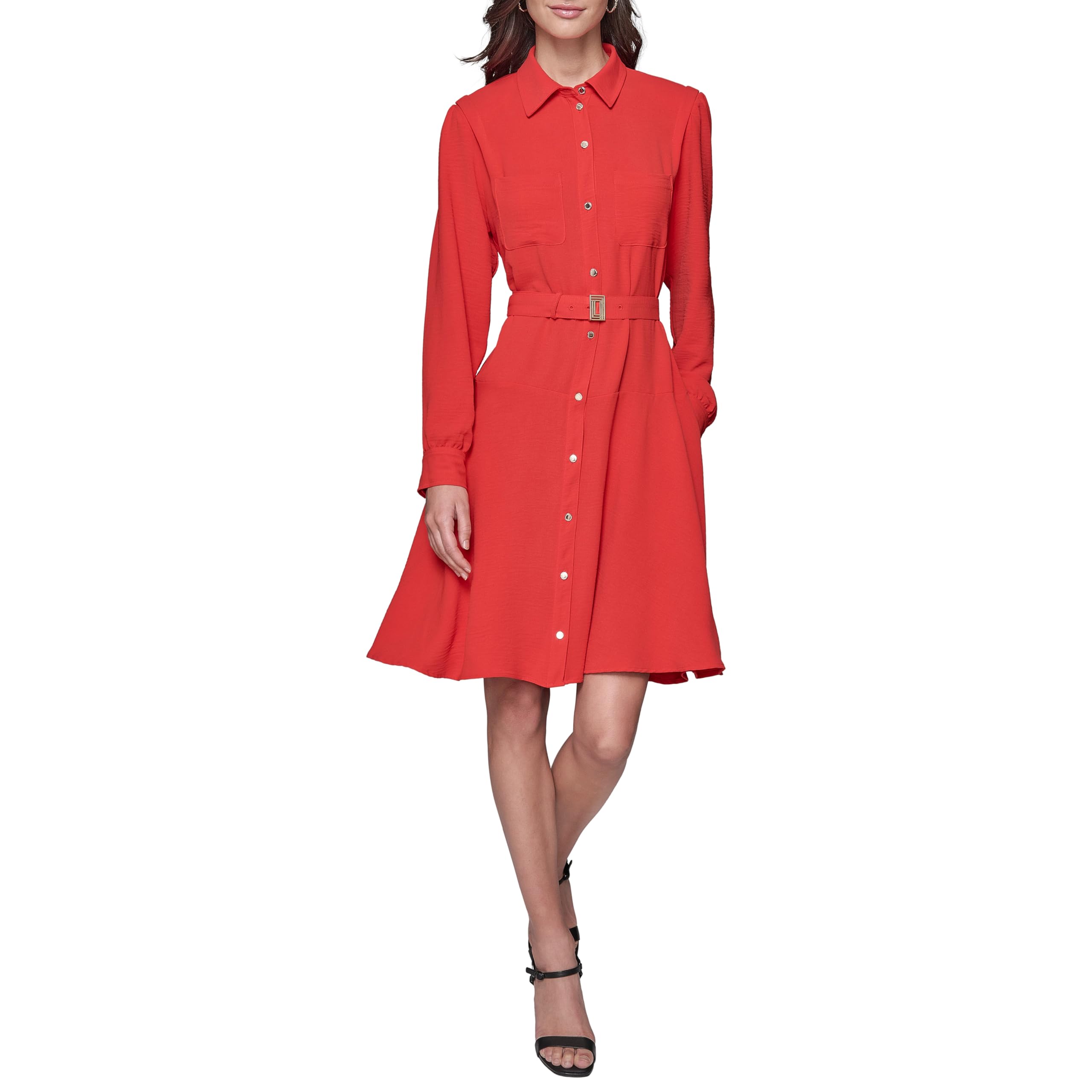 Karl Lagerfeld Women's Long Sleeve Multifunctional Shirt Dress