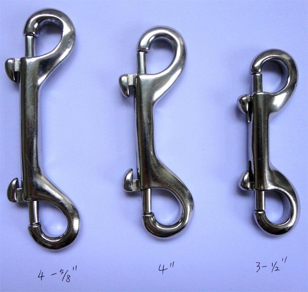 Stainless Steel 316 Double Ended Bolt Snap Hooks Marine Grade Metal Clips for Diving, Dog Leash, Key Chain, Horse Tack, Feed Buckets Silver Color,4-5/8"