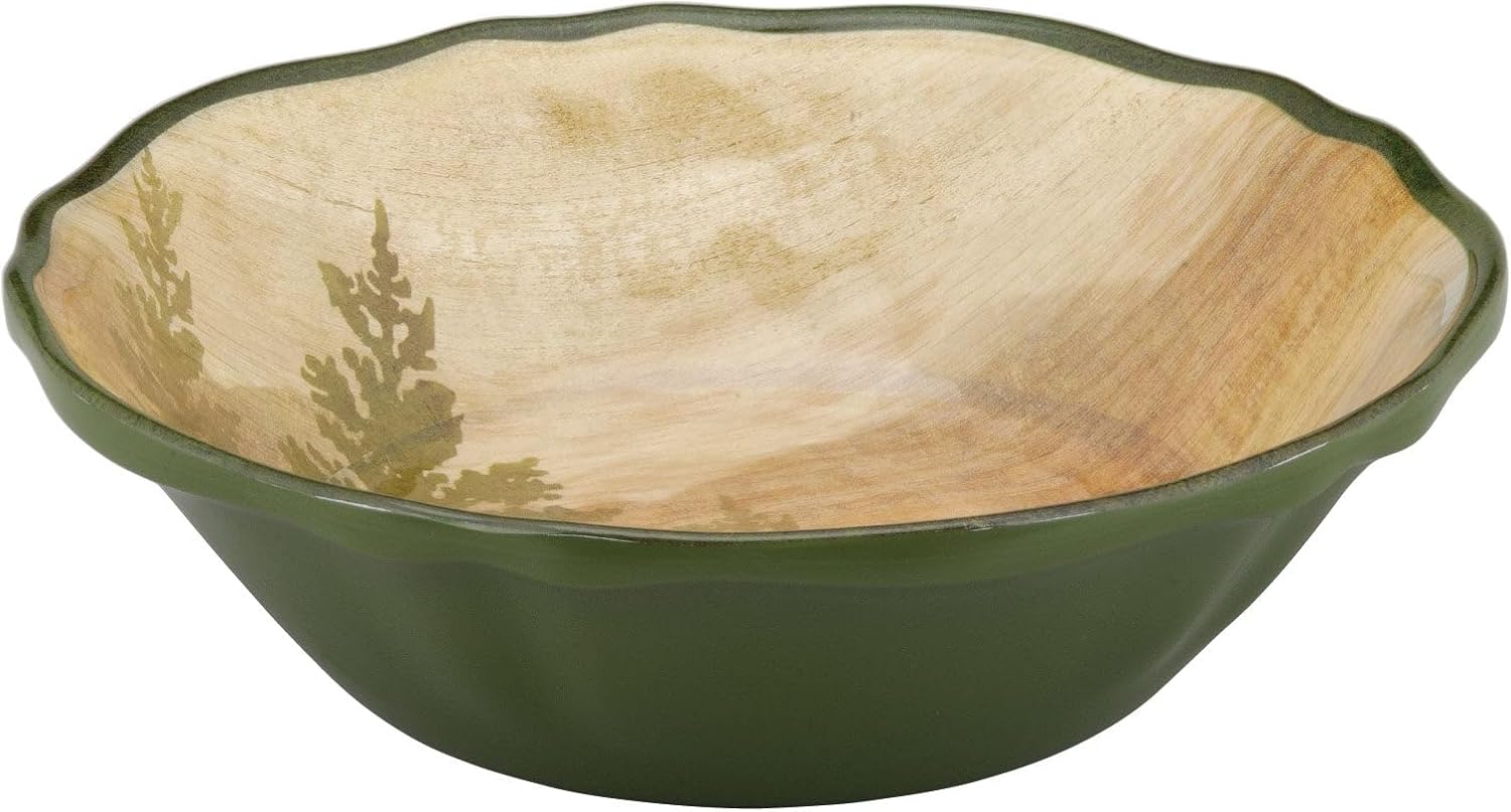 UPware 12 Piece Lakeside Pine Melamine Dinnerware Sets, Outdoor Dishes Set, Plates and Bowls Sets, Service for 4, Beige