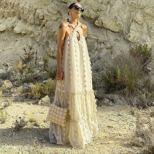 Jinmgg Summer Dresses For Women 2023 Slim-Fit Princess Dresses Solid Color Ladies Sleeveless Party Dress Cute A Line Dresses Casual Basic Flapper Dress Graphic Sundresses For Beach Vacation Beige M #TOP3