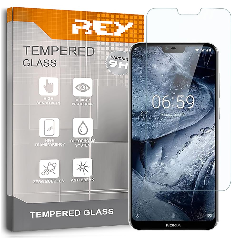 Lot De 2 Verres Trempés REY Pour Nokia 6.1 Plus 2018 / X6 – Dureté 9H+, Anti-UV, Oléophobe