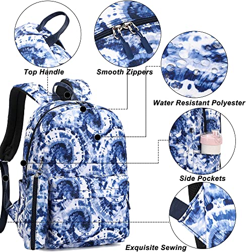 Joyfulife Girls Backpack, Tie Dye Backpack for Girls Kids Bookbags Elementary School Backpack with Lunch Box (Tie Dye Blue) - image 5
