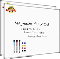 Lockways 48x36 Inch Magnetic Dry Erase Whiteboard 2 Pack - Smooth Writing for Office, School & Home Use
