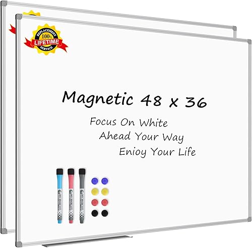 Miniatura 9 de Lockways Pizarra de borrado en seco 96 x 48 Pulgadas, gran pizarra magnética 4 x 8 de 117 x 122 cm, pizarrón blanco montado en la pared con marco de