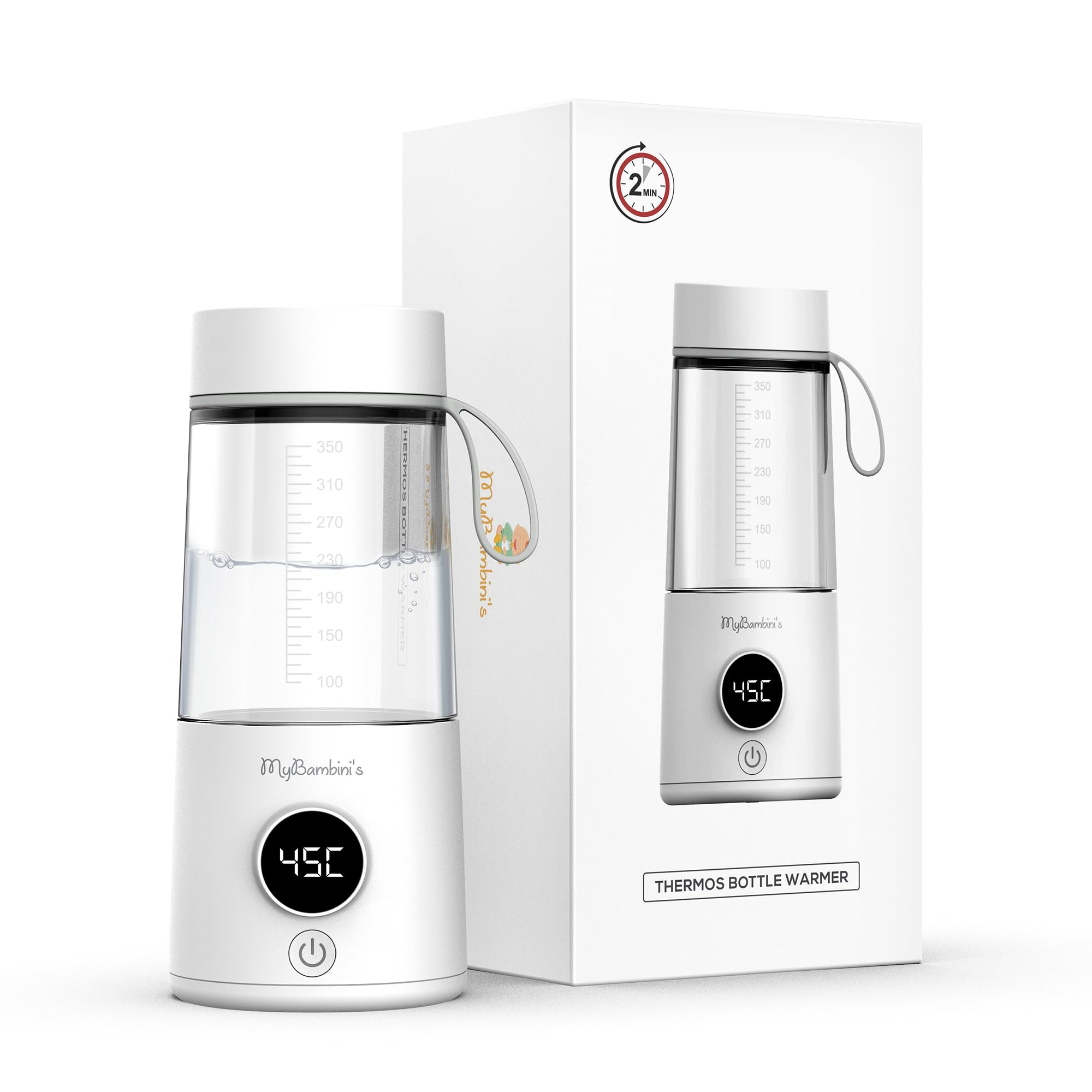 Scaldabiberon thermos di MyBambini scaldabiberon thermos per bambini in viaggio, scaldabiberon ricaricabile, riscaldamento rapido, 4 impostazioni di temperatura, riscalda fino a 8 biberon