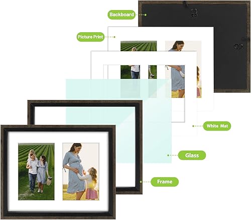 Miniatura 5 de Golden State Art, Marco de fotos de collage de 8 x 10 pulgadas con dos aperturas de 4 x 6 pulgadas, pantalla horizontal y vertical, marcos rústicos