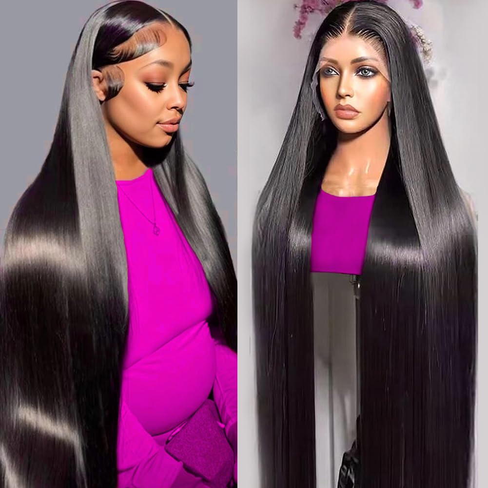 Amazon.com : OUAYESI 32 Inch Straight Wigs Human Hair 200  display picture 1