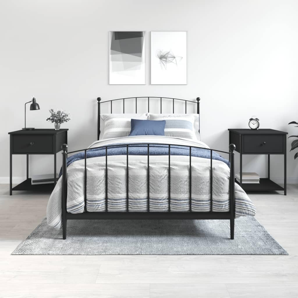 Mobiletto portaoggetti Comodino per camera da lettoComodini 2 pz Neri 44x45x58 cm in Legno MultistratoAdatto alle camere da letto