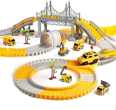 Charmofun Autorennbahn 5 Meter - Flexible Rennstrecke Mit 4 Autos & Aufbewahrungstasche