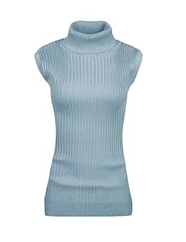 v28 Women Sleeveless High Neck Turtleneck Stretchable Knit