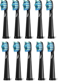 10pcs Electric Toothbrush Replacement Heads Compatible with Fairywill D7/D8/FW507/508/551/917/959/D1/D3-Black