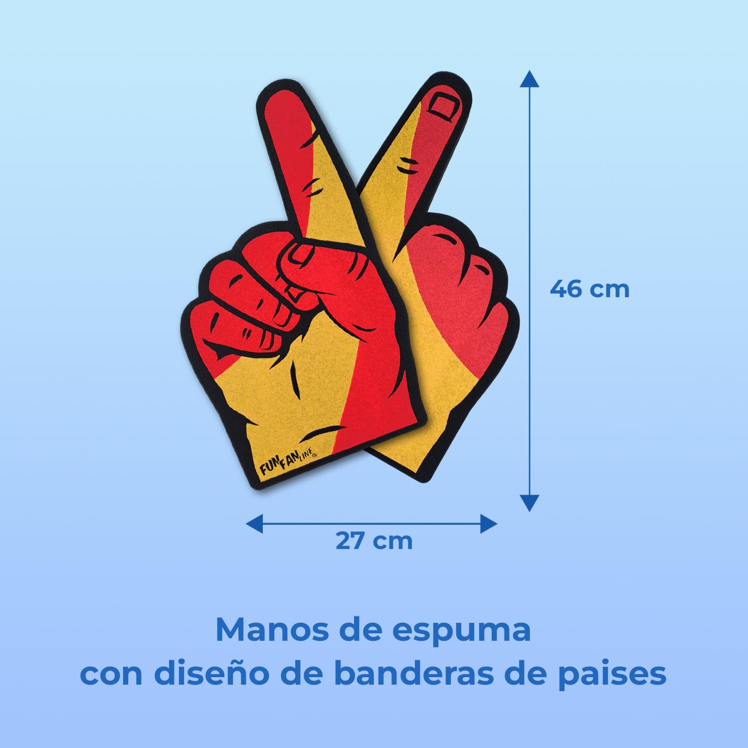Manos de Goma Espuma con Dedo Gigante. Kit de 2 Manoplas de Animación para Eventos Deportivos, Fiestas y Celebraciones. Accesorio para Partidos y para Aficionados.