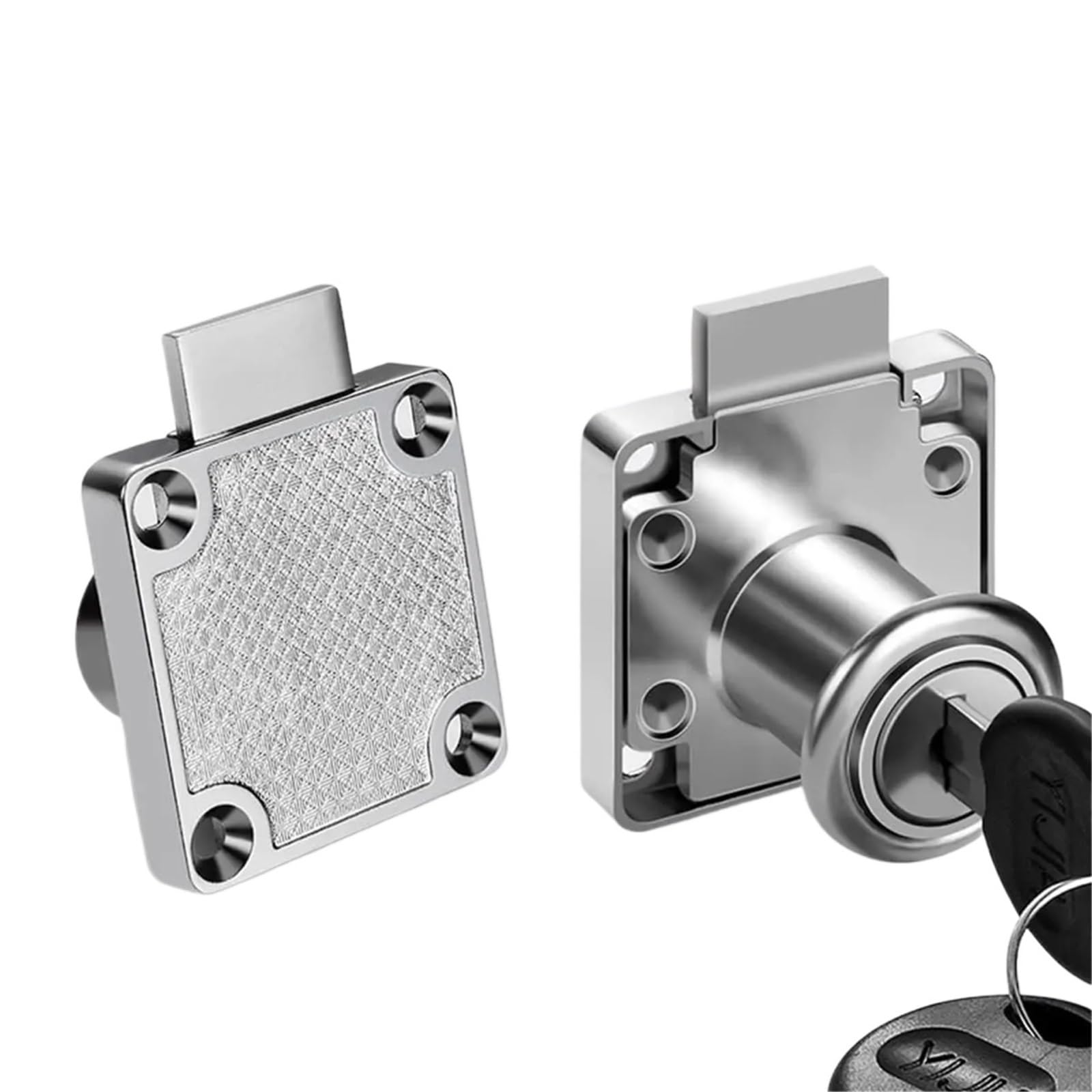 Desk Drawer Lock 2pcs Desk Drawer Lock Wardrobe Locks Cabinet Furniture Cam(Sliver)