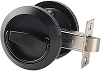 Vista 1 de Dixiao - Cerradura de puerta empotrada de acero inoxidable 304 negra redonda, pomo de puerta con cerradura de instalación oculta, asas de puerta