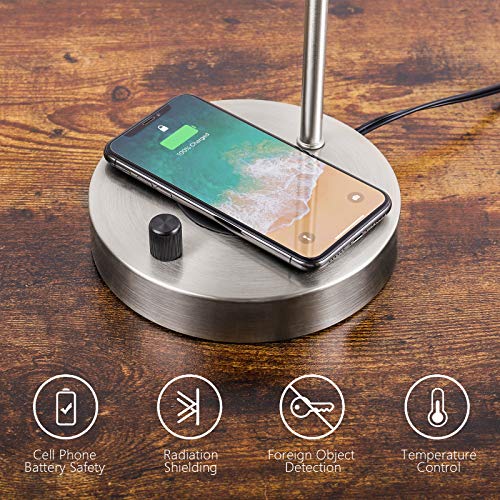 Js Nova Juns Usb Desk Lamp – Table Lamp With Wireless Charging Pad And Usb Port, Edison Bedside Nightstand Lamp With Metal Base For Guestroom Bedroom Living Room Office, Satin Nickel #TOP4