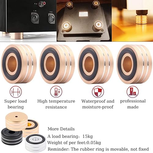 Miniatura 2 de Tertullus 4 piezas de pies de altavoz aislantes 1.575x0.787 in patas de plataforma de aluminio soporte de altavoz protectores de piso almohadilla de