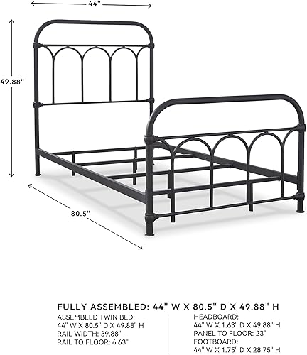 Miniatura 10 de Signature Design by Ashley Nashburg Industrial Farmhouse - Cama de metal, matrimonial, negro mate