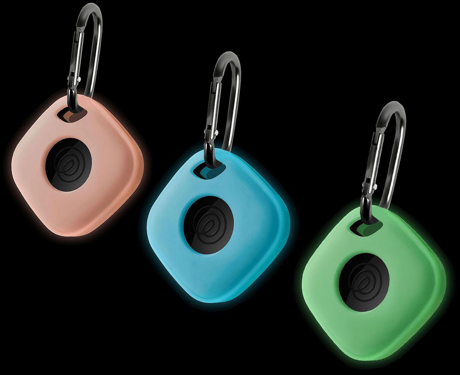 Geiomoo Silicone Case for Tile Mate (2024) Tracker, Soft Flexible Scratch Resistant Protective Cover with Carabiner (Luminous Green+Pink+Blue)