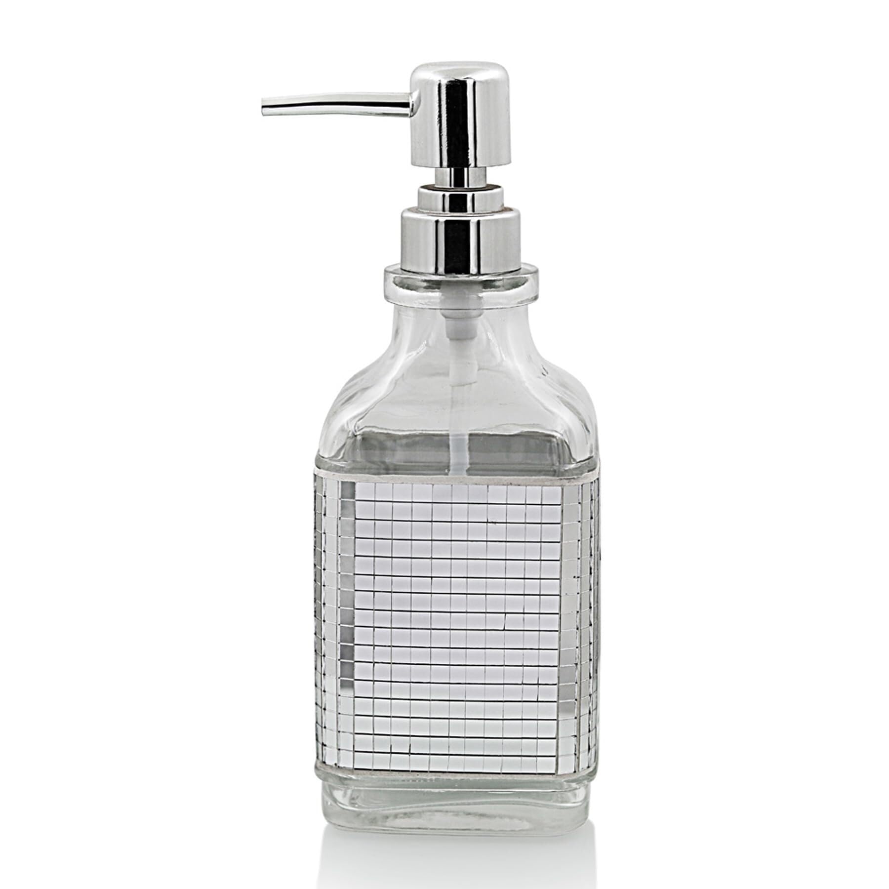 Qyleee I Hand Mediterranean Blue Sea Breeze Mosaic Glass Lotion Dispenser 500Ml Stainless Steel Dish For Bathroom(I)