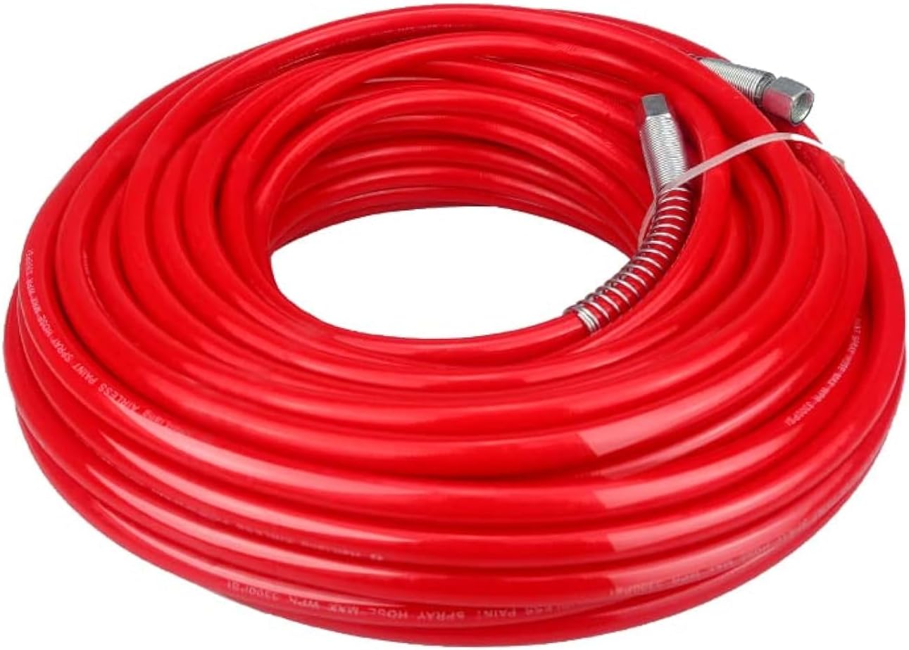 25ft 1/4inch Airless Paint Sprayer Hose Flexible Fiber Tube Spray Paint Coating Latex Accessories for Sprayer 4350 PSI Red