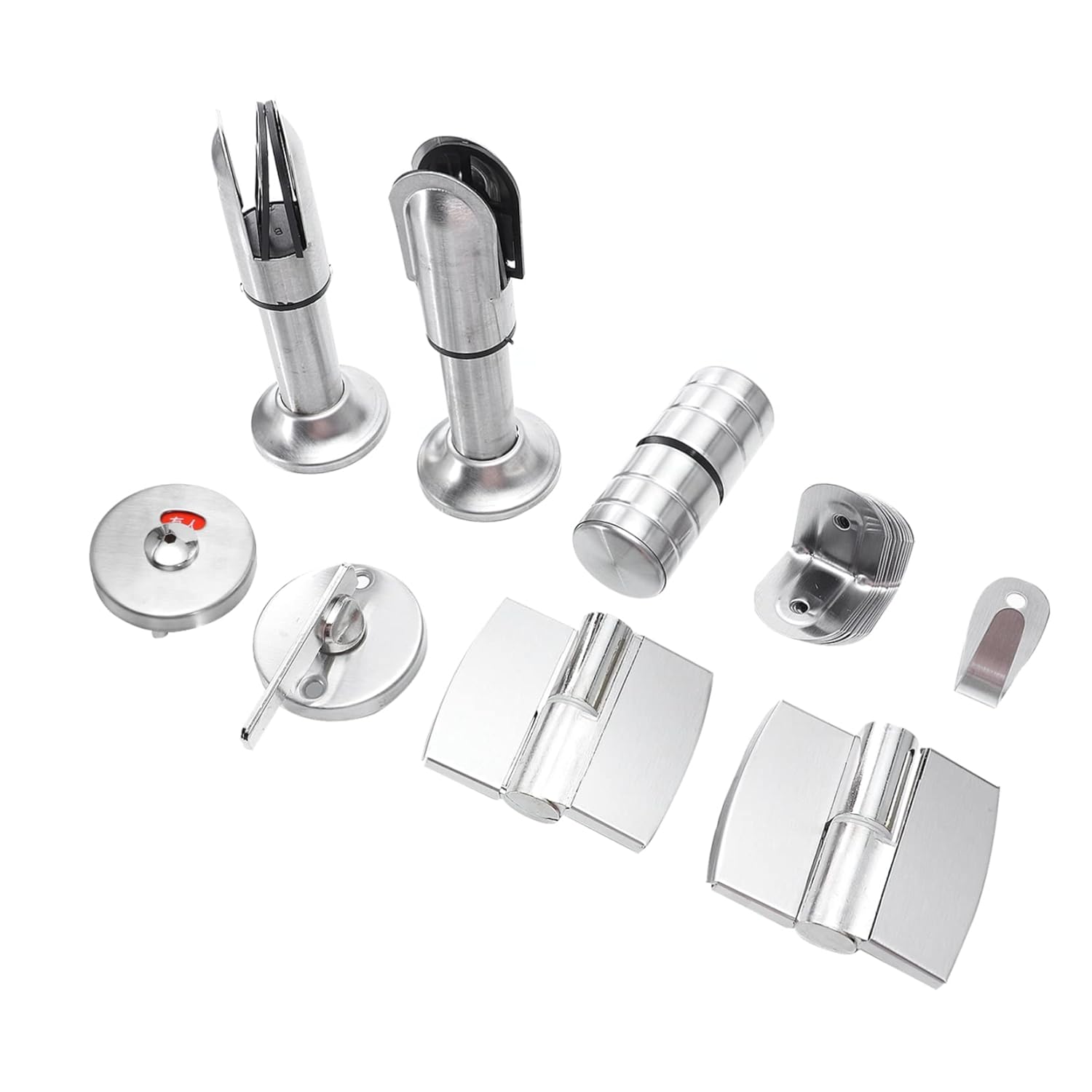 Veemoon 1set Stainless Steel Toilet Partition Fitting Kit Bathroom Hinges and Parts for Public Restroom Installation Easy to Install Modern Design