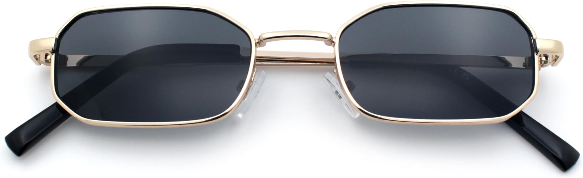 SA106 Mens Narrow Metal Rim Rectangular Hustler Sunglasses | Hipster Vintage Vibe and Fit