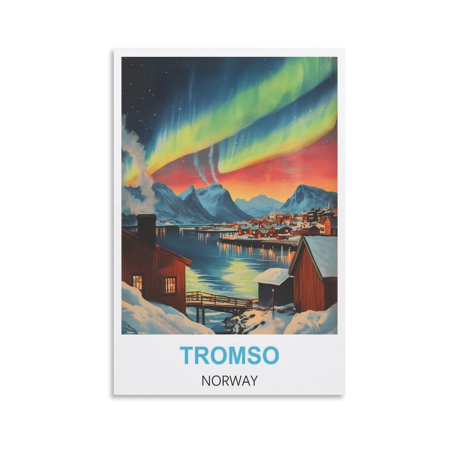 Fjiwecwsq Unframe-Style Tromso Norway Vintage Travel Posters 12X18inch(30X45cm) Canvas Wall Art Painting Prints