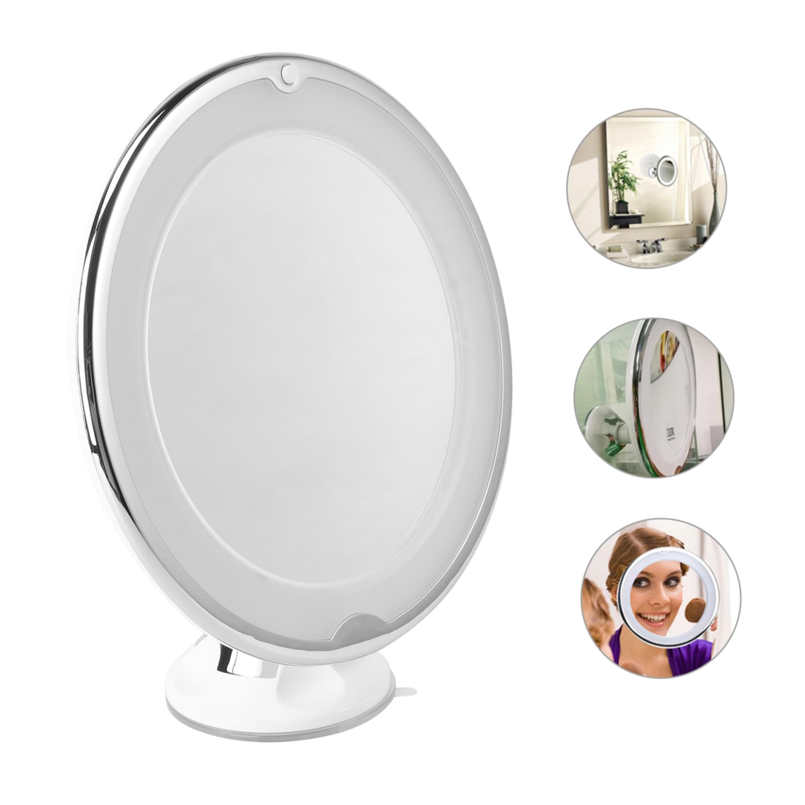 Kosmetikspiegel mit Saugnapf und Beleuchtung 7-fache Vergrößerung Runder LED Schminkspiegel aus Glas für Bad und Make Up