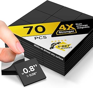 Magnetic Squares - Self Adhesive Magnetic Squares (Each 4/5" x 4/5") - Flexible Sticky Magnets - Peel & Stick Magnetic Sheets - Tape is Alternative to Magnetic Stickers, Magnetic Strip and Roll