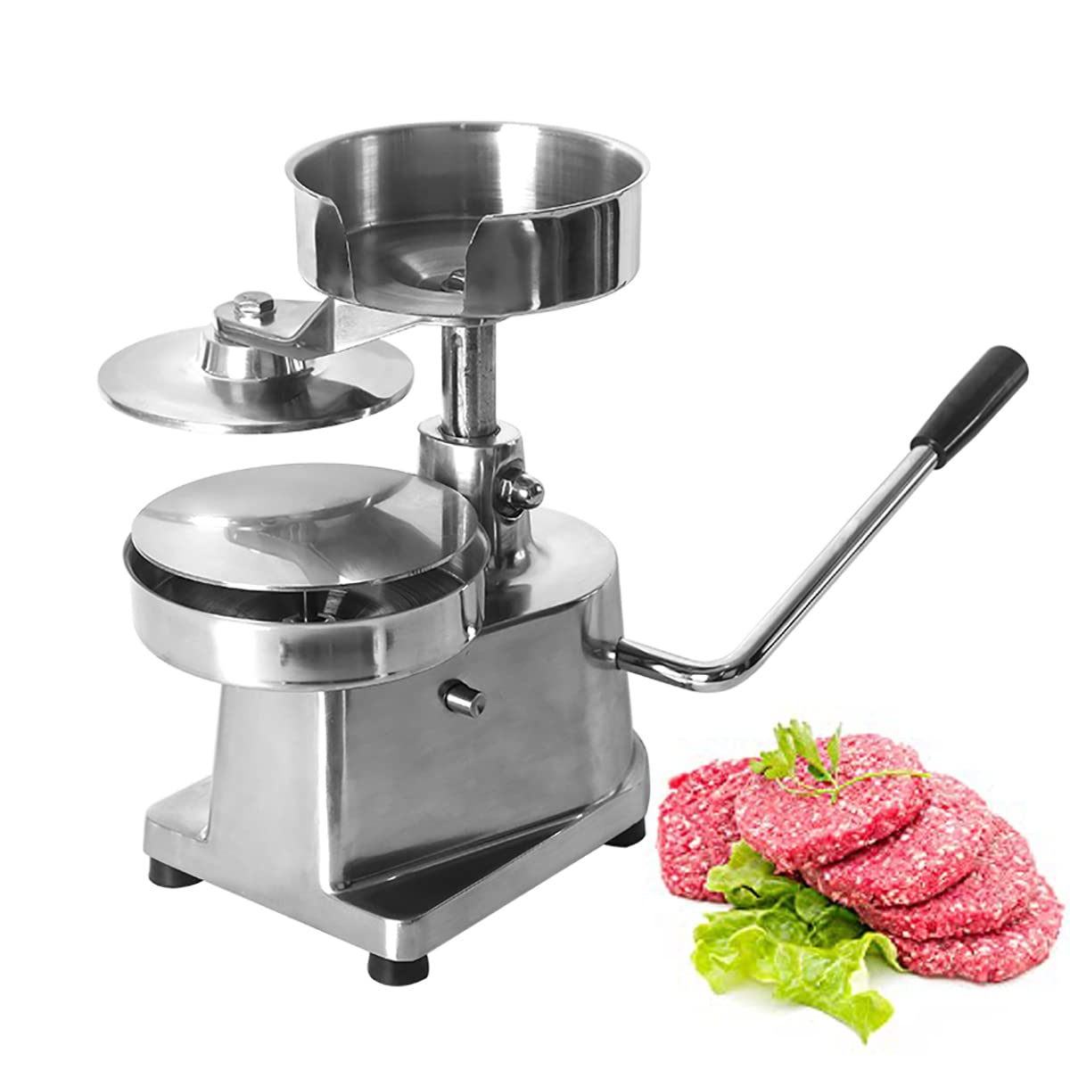 AYCDL Commercial Hamburger Patty Maker, 150mm/5.9" Manual Burger Forming Machine with 500pcs Burger Paper, Heavy Duty Hamburger Press Meat Patty Maker for Burger Shop Restauran