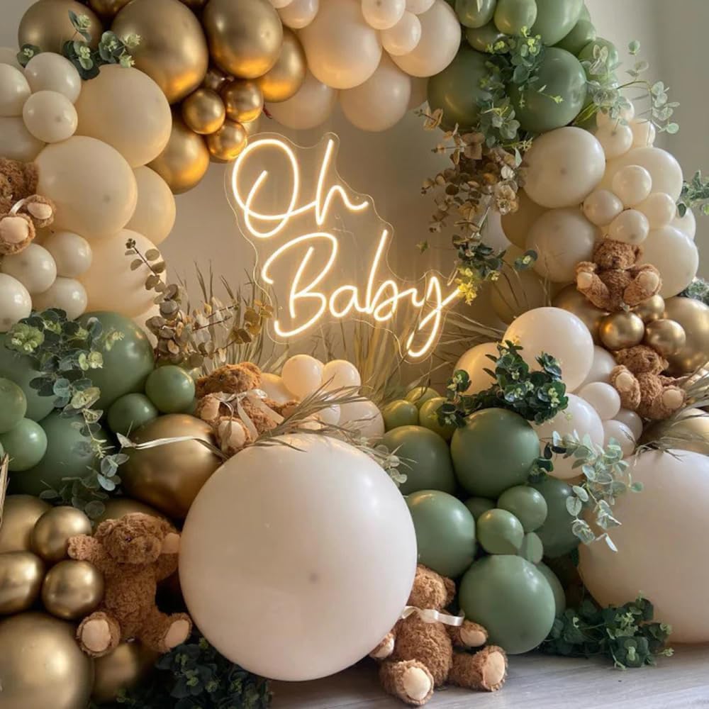Oh Baby Neon Signs for Wall Decor USB Powered LED Light Up Sign for Baby Shower Birthday Party Gender Reveal Christening Day Decor 1st Birthday Backdrop image 4