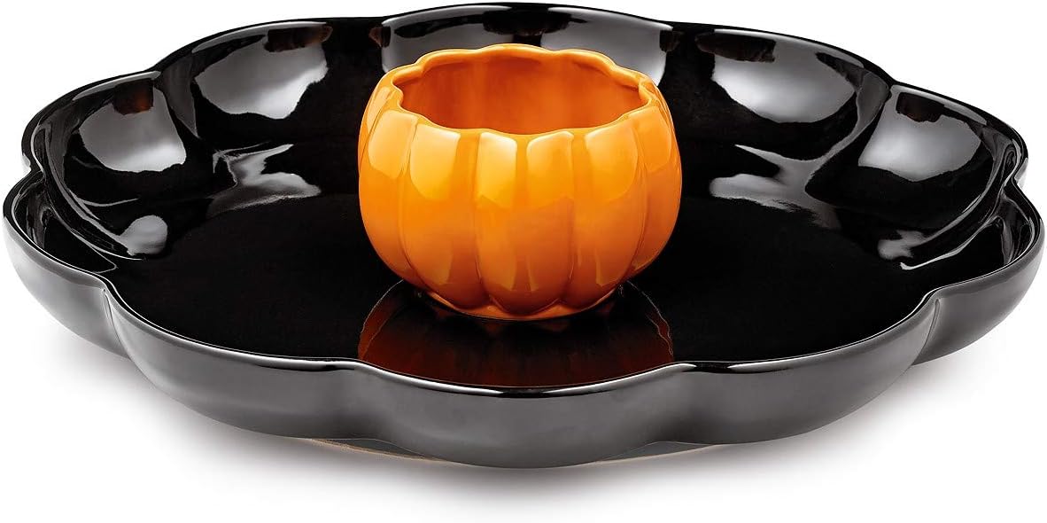 Martha Stewart Collection Pumpkin Chip & Dip Platter, Black/Orange