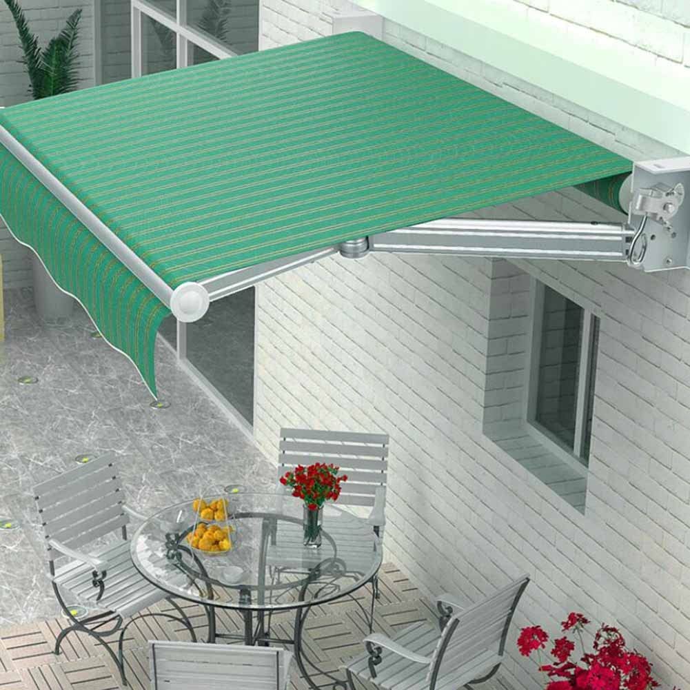 Tela de repuesto para toldo retráctil, cubierta de dosel 100% poliéster Refugio de sombrilla para exteriores para patio, balcón, protección UV para patio sin brazo telescópico (Color : Green, Size :
