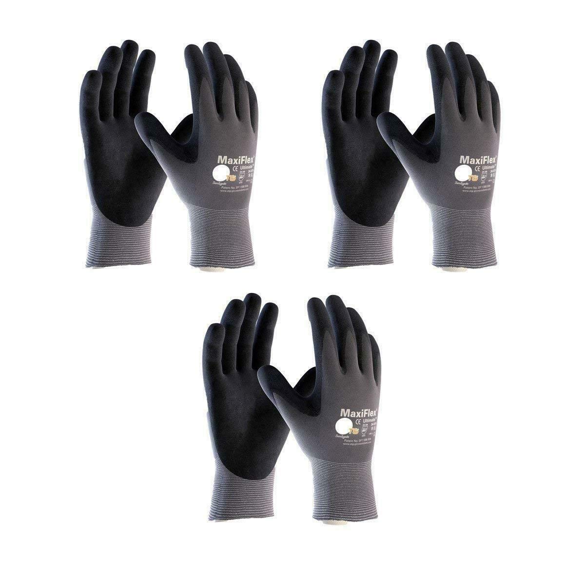 MaxiFlex3 Pack 34-874 2X-LARGE / 34-874 Seamless Knit Nylon/Lycra Glove with Nitrile Coated icro-Foam Grip on Palm and Fingers - Excellent grip and abrasion resistance (3 PACK), XXL