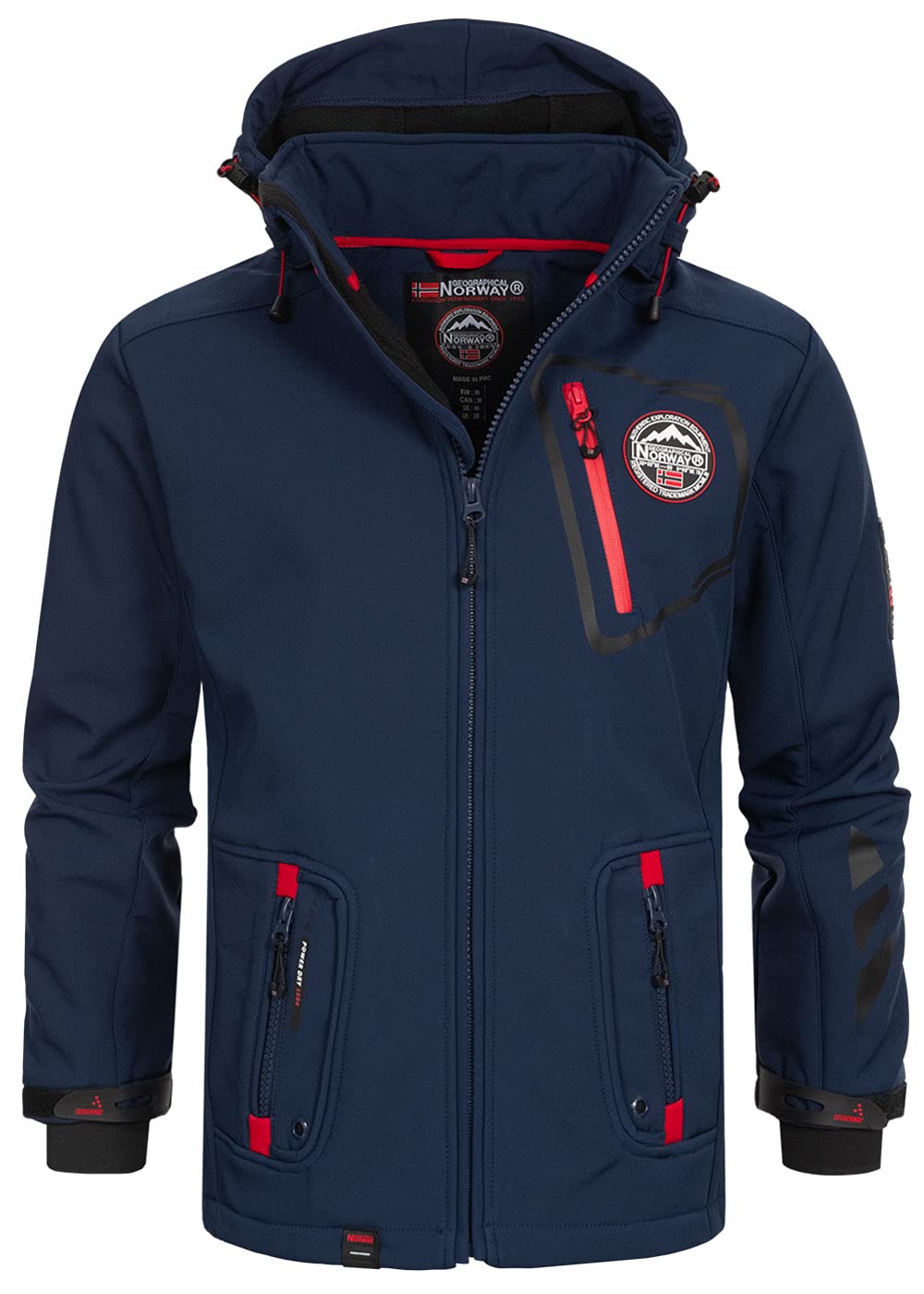 Geographical Norway Tacebook Men - Chaqueta Softshell Hombres Impermeable Con Capucha - Chaqueta Outdoor Cortavientos Resistente - Senderismo Esquí Otoño Invierno Primavera