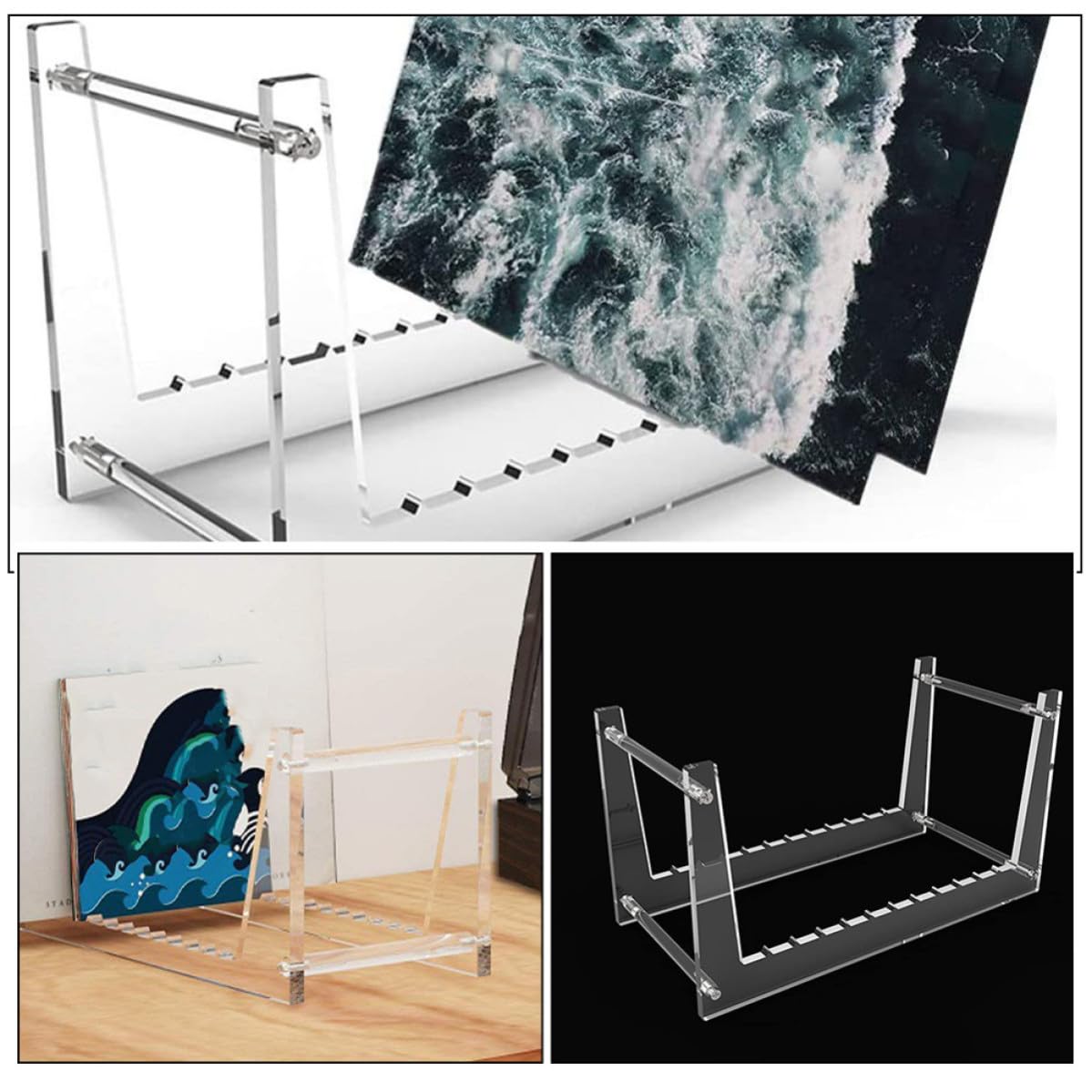 STOBAZA Transparenter zur Großer Kapazität Schallplattenhalter Acryl mit geordneten Aufbewahrung Abnehmbar für Vinylplatten und Bücher für Schreibtisch und Zuhause