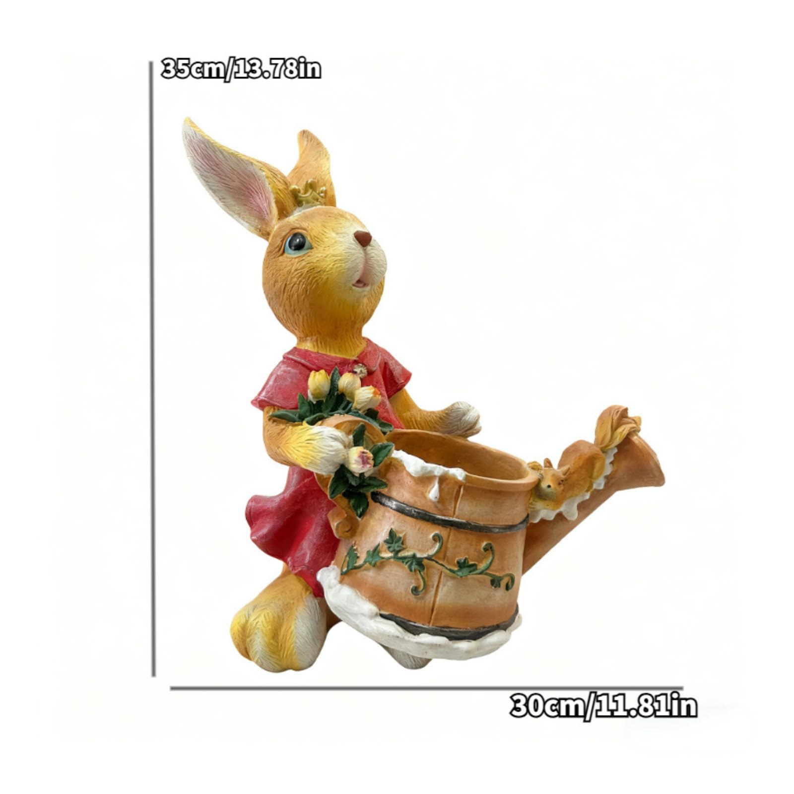 Hase mit Korb Stabil Kaninchenfigur Osthase für Fans, Gartenliebhab, Hase Mit Gießkanne Und Blumen