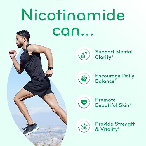 Vista 14 de Vitamina B3 Nicotinamida 500 mg – Forma de alta absorción de vitamina B3 Niacina sin enjuague para oír la piel, cerebro y apoyo energético