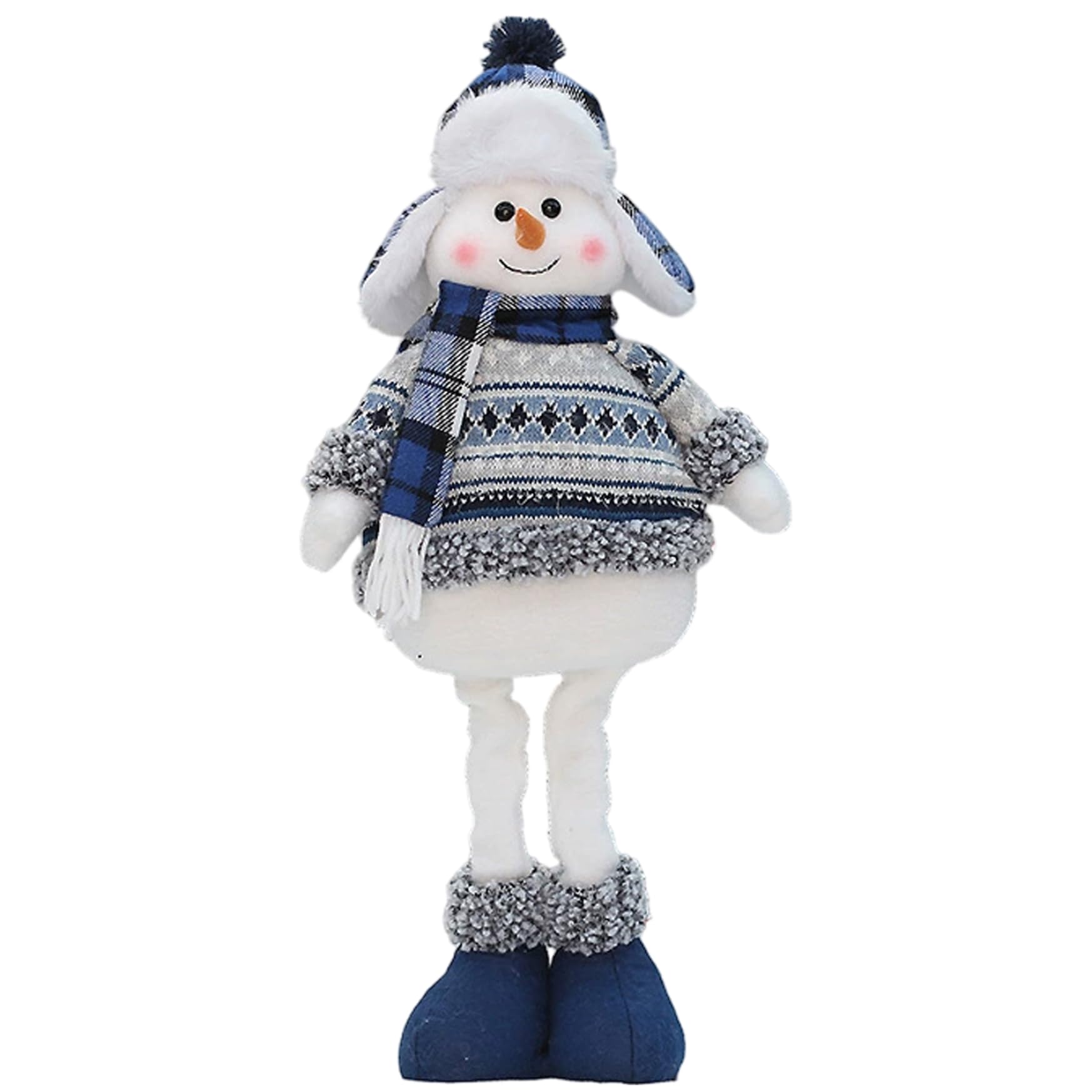 Bonhomme de neige en peluche à jambes extensibles pour Noël en famille