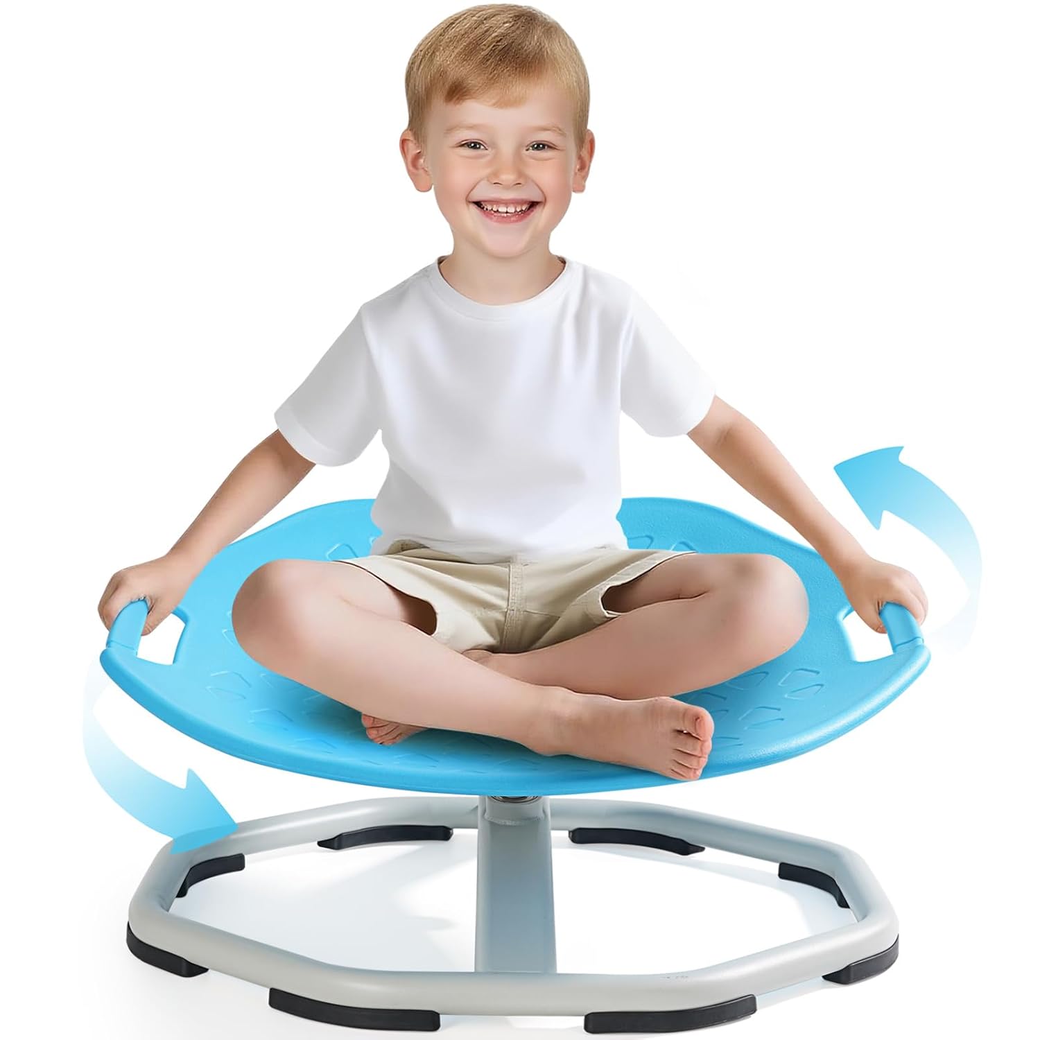 Spinning Chair for Autistic Kids - Autism Sensory Spinning Chair for Autistic Children with Safety Handles, Swivel Chairs for ADHD Kids, Sit and Spin Training Body Coordination(Blue)