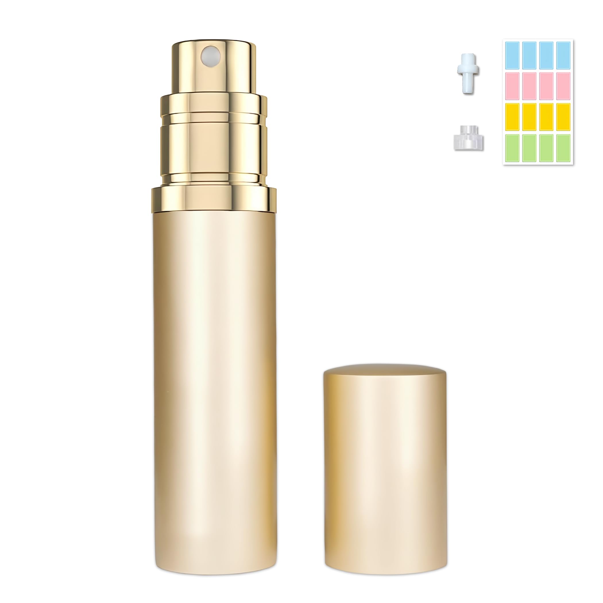 Perfume de viaje botella recargable portátil atomizador botella de fragancia bomba de llenado de la parte inferior Mini bolsa tamaño 5ml para viajar y salir (dorado)