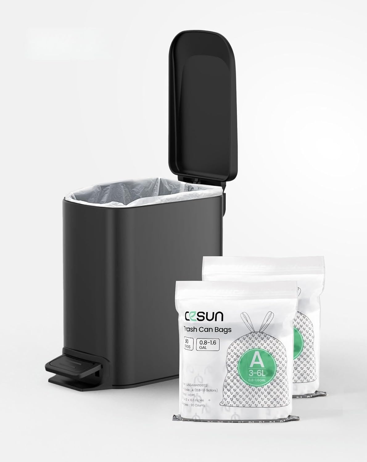 Cesun Tailored Trash Bags with Black Bathroom Trash Can