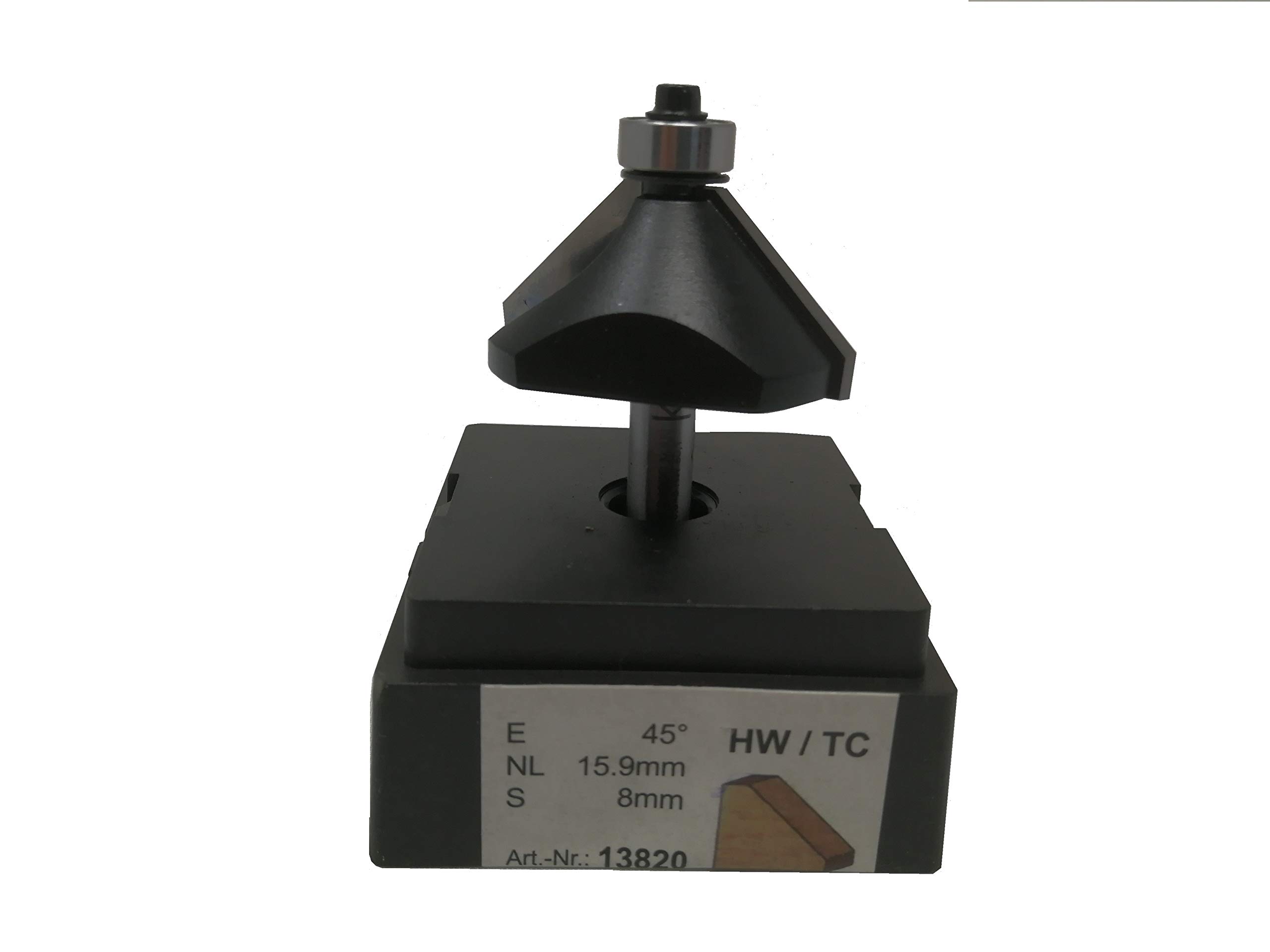 jjw-germany HW HM Fresa fresadora Z= 2 D = 44,5 mm NL 15,9 mm, vástago 8 mm, con rodamientos según DIN 847-2