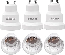 DiCUNO Adattatore da GU10 a E27, Convertitore da GU10 a E27 per lampade LED/incandescenti/alogene/CFL, 60W, 250V, Resistenza termica massima 125℃°, 6 pezzi