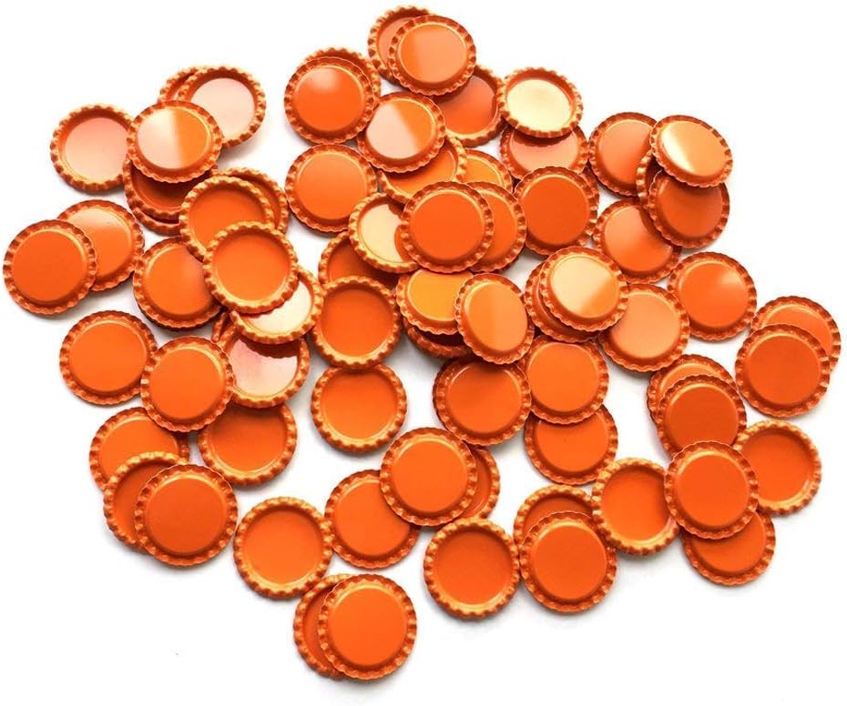 RUTICH 100 PCS Flat Decorative Bottle Cap Craft Bottle Stickers Double Sideds Printed for Hair Bows, DIY Pendants or Craft ScraPbooks(Orange)
