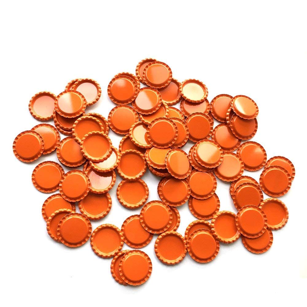 RUTICH HAWORTHS 100 PCS Flat Decorative Bottle Cap Craft Bottle Stickers Double Sideds Printed for Hair Bows, DIY Pendants or Craft ScraPbooks ¡­ Orange NP-O CaP-100